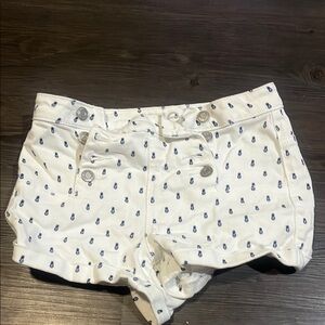 Rue21 White and Blue Pineapple Print High Waist Shorts